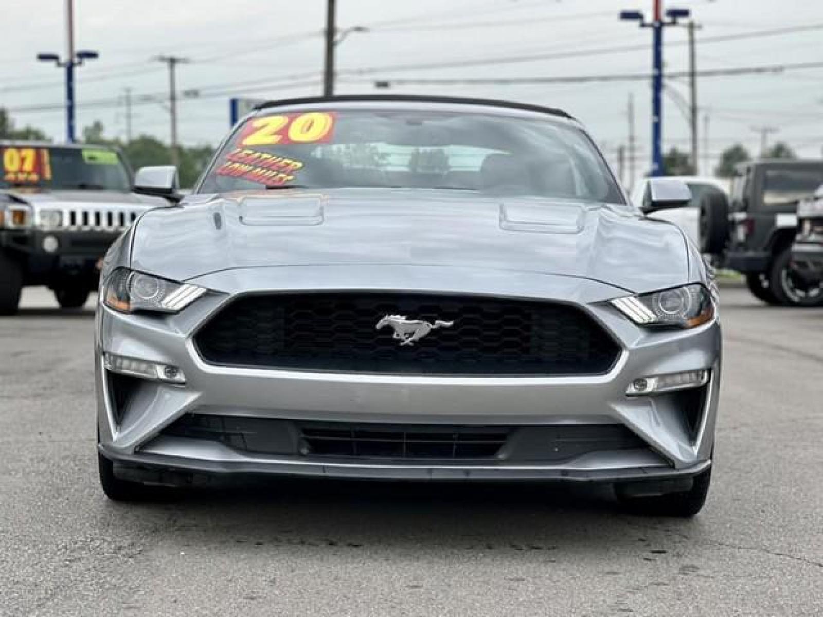 2020 ICONIC SILVER /Black FORD MUSTANG EcoBoost Premium Convertible (1FATP8UH2L5) with an L4,2.3L(140 CID), engine, AUTOMATIC transmission, located at 14600 Frazho Road, Warren, MI, 48089, (586) 776-3400, 42.485996, -82.974220 - Photo #1