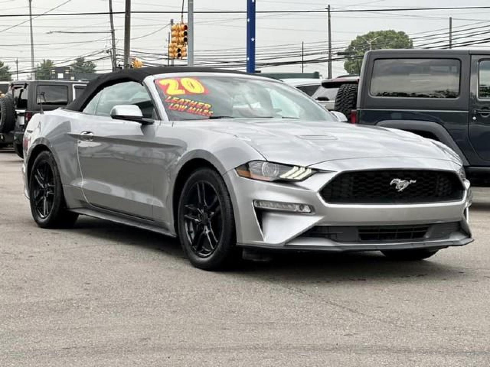 2020 ICONIC SILVER /Black FORD MUSTANG EcoBoost Premium Convertible (1FATP8UH2L5) with an L4,2.3L(140 CID), engine, AUTOMATIC transmission, located at 14600 Frazho Road, Warren, MI, 48089, (586) 776-3400, 42.485996, -82.974220 - Photo #2