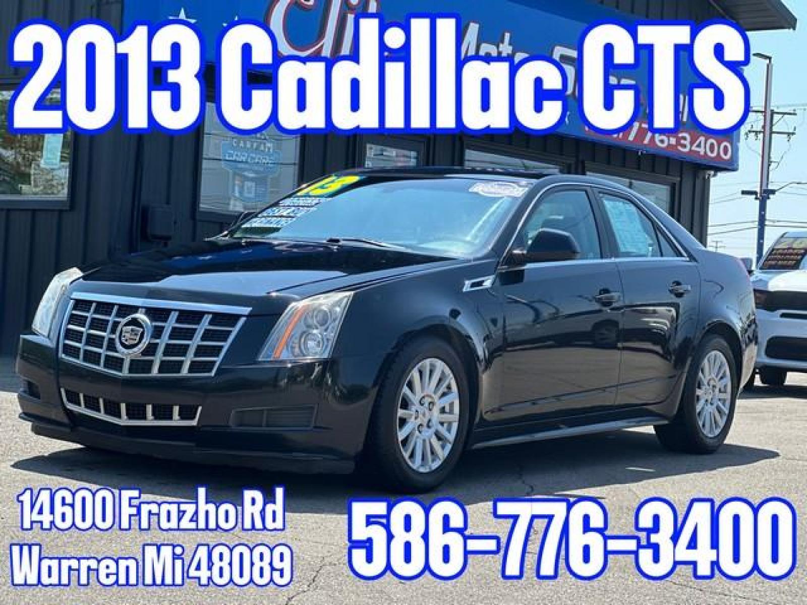 2013 BLACK CADILLAC CTS (1G6DE5E50D0) with an V6,3.0L(182 CID),DOHC engine, AUTOMATIC transmission, located at 14600 Frazho Road, Warren, MI, 48089, (586) 776-3400, 42.485996, -82.974220 - Photo #0