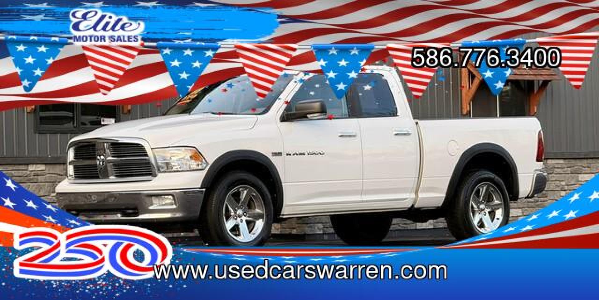 2011 WHITE RAM 1500 QUAD (1D7RV1GT9BS) with an V8,5.7L(345 CID),OHV engine, AUTOMATIC transmission, located at 14600 Frazho Road, Warren, MI, 48089, (586) 776-3400, 42.485996, -82.974220- Photo#0