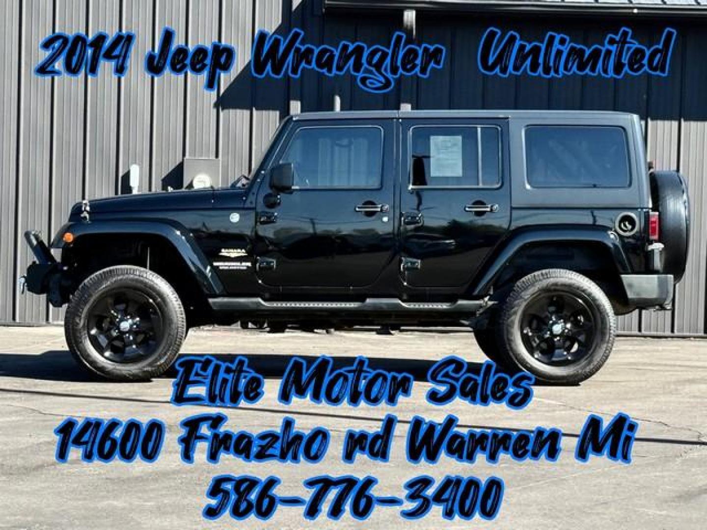 2014 BLACK JEEP WRANGLER (1C4BJWEG7EL) with an V6,3.6L(220 CID),DOHC engine, AUTOMATIC transmission, located at 14600 Frazho Road, Warren, MI, 48089, (586) 776-3400, 42.485996, -82.974220 - Photo#0