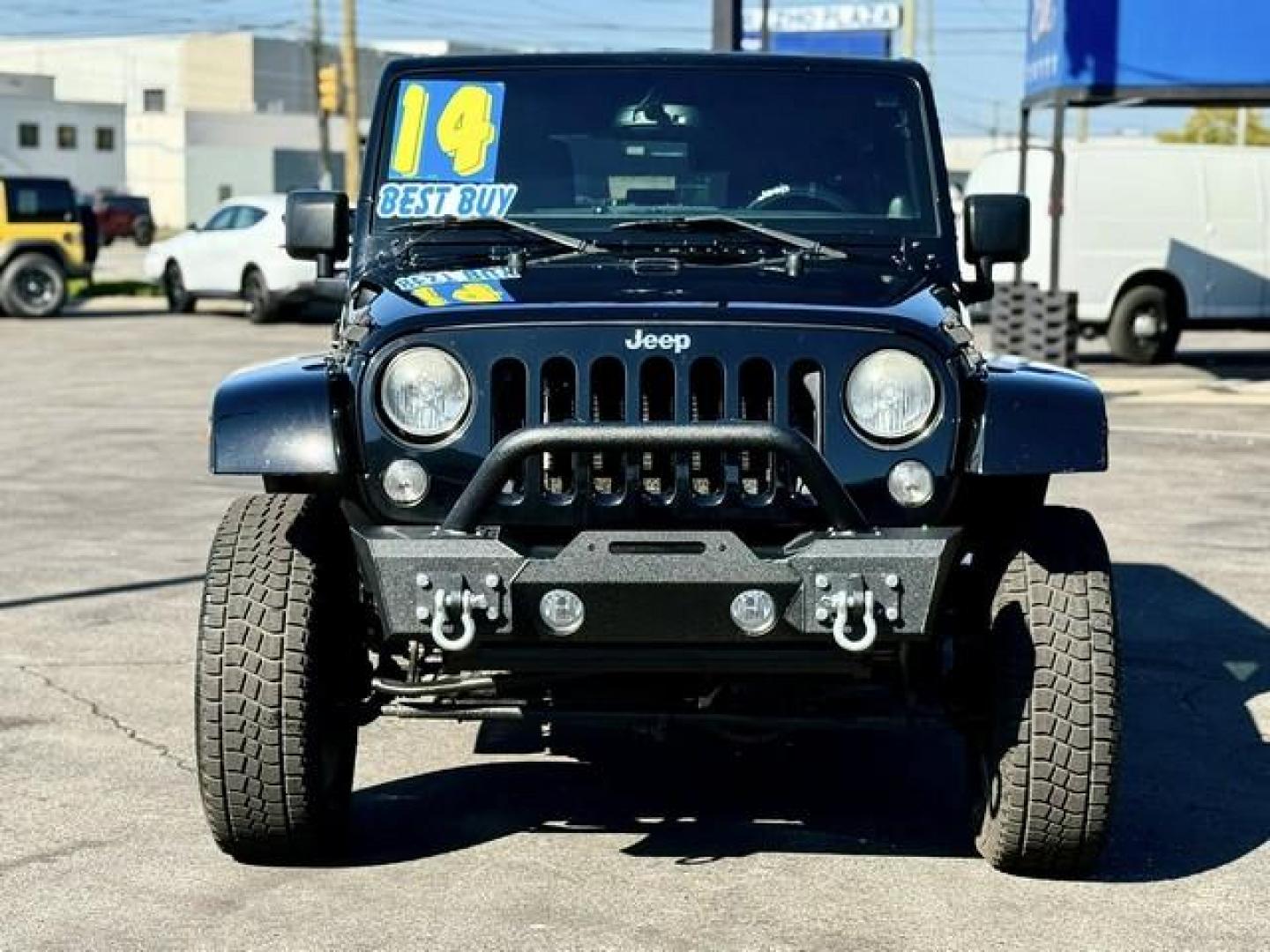 2014 BLACK JEEP WRANGLER (1C4BJWEG7EL) with an V6,3.6L(220 CID),DOHC engine, AUTOMATIC transmission, located at 14600 Frazho Road, Warren, MI, 48089, (586) 776-3400, 42.485996, -82.974220 - Photo#2