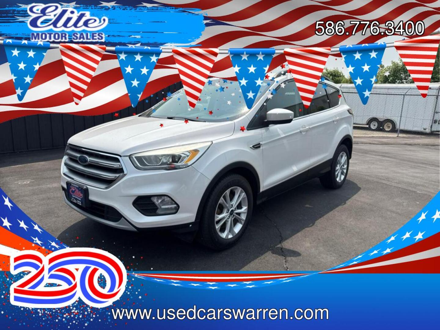 2017 WHITE FORD ESCAPE (1FMCU9GDXHU) with an L4,1.5L(91 CID),DOHC engine, AUTOMATIC transmission, located at 14600 Frazho Road, Warren, MI, 48089, (586) 776-3400, 42.485996, -82.974220- Photo#0