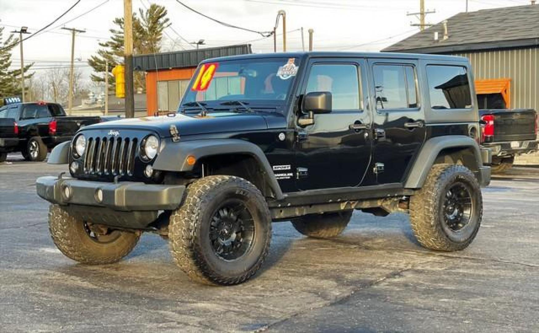 2014 BLACK JEEP WRANGLER (1C4BJWDG7EL) with an V6,3.6L(220 CID),DOHC engine, MANUAL transmission, located at 14600 Frazho Road, Warren, MI, 48089, (586) 776-3400, 42.485996, -82.974220 - Photo#1