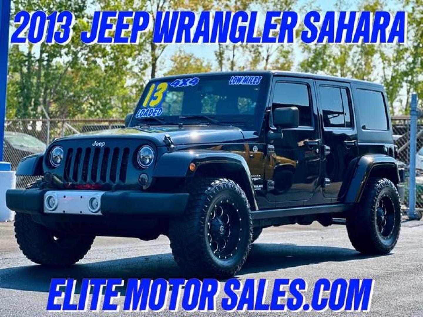 2013 BLACK JEEP WRANGLER SAHARA (1C4BJWEG6DL) with an V6,3.6L(220 CID),DOHC engine, AUTOMATIC transmission, located at 14600 Frazho Road, Warren, MI, 48089, (586) 776-3400, 42.485996, -82.974220 - Photo#0