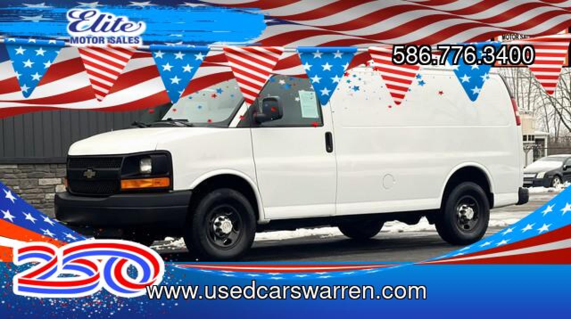 2014 WHITE CHEVROLET EXPRESS 2500 (1GCWGFBA8E1) with an V8,4.8L(294 CID),OHV engine, AUTOMATIC transmission, located at 14600 Frazho Road, Warren, MI, 48089, (586) 776-3400, 42.485996, -82.974220- Photo#0