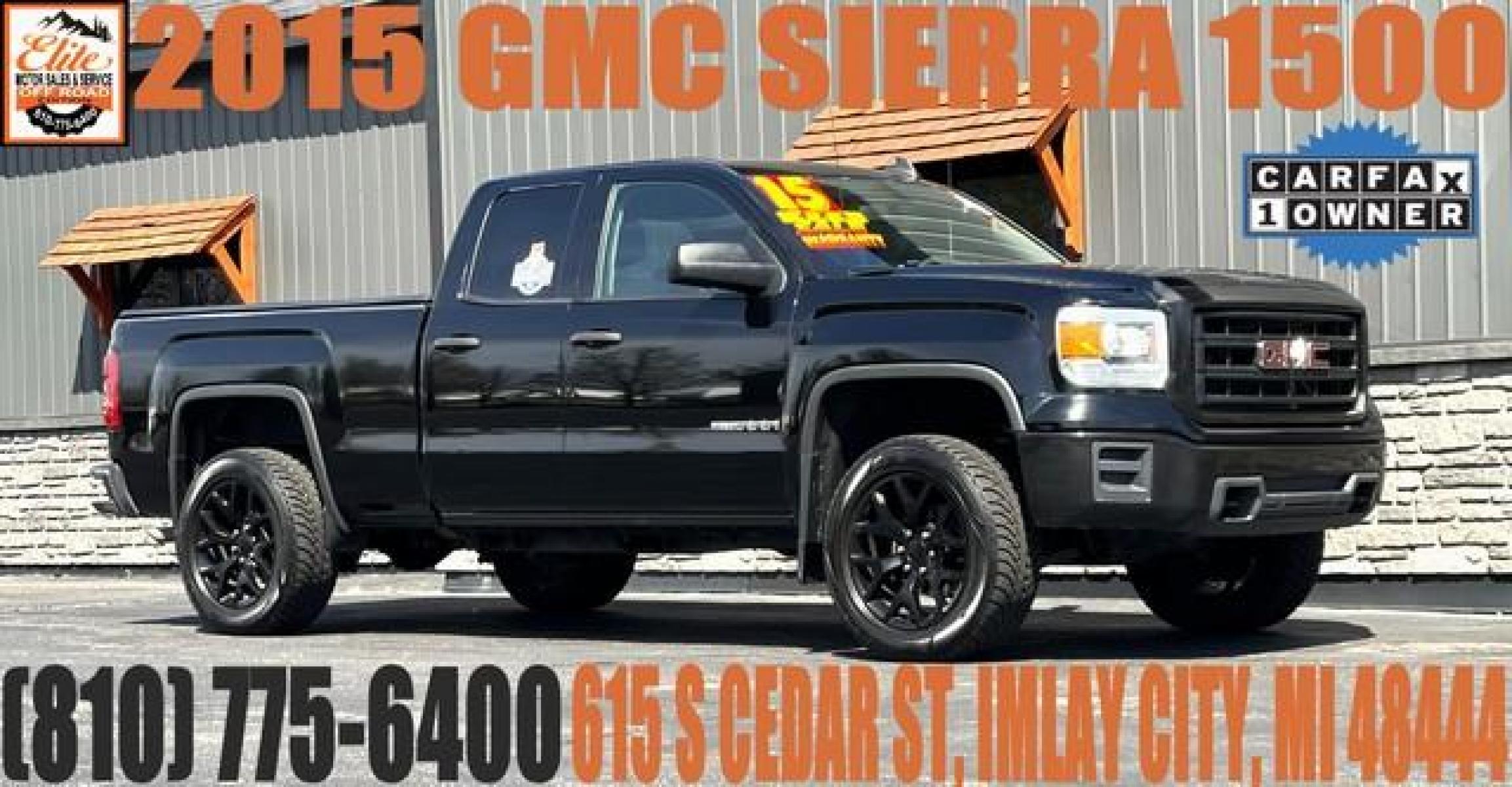 2015 BLACK GMC SIERRA 1500 (1GTV2TEC5FZ) with an V8,5.3L(325 CID),OHV engine, AUTOMATIC transmission, located at 14600 Frazho Road, Warren, MI, 48089, (586) 776-3400, 42.485996, -82.974220 - Photo #0