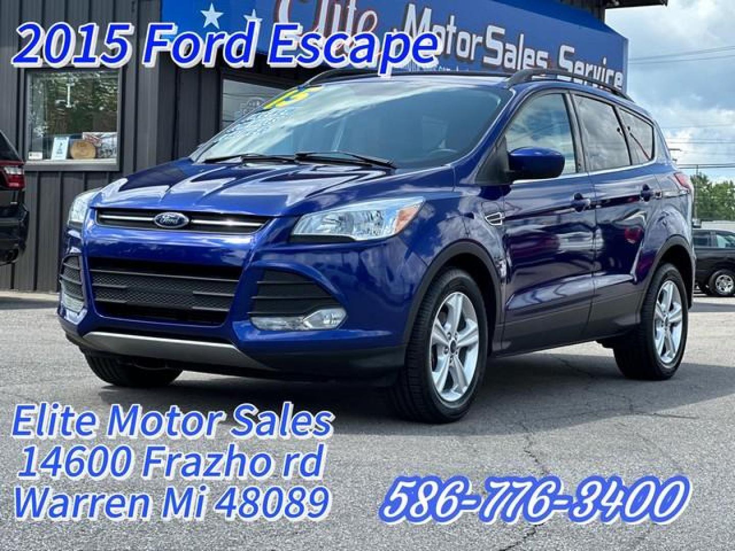 2015 BLUE FORD ESCAPE (1FMCU0GX0FU) with an L4,1.6L(97 CID),DOHC engine, AUTOMATIC transmission, located at 14600 Frazho Road, Warren, MI, 48089, (586) 776-3400, 42.485996, -82.974220 - Photo#0