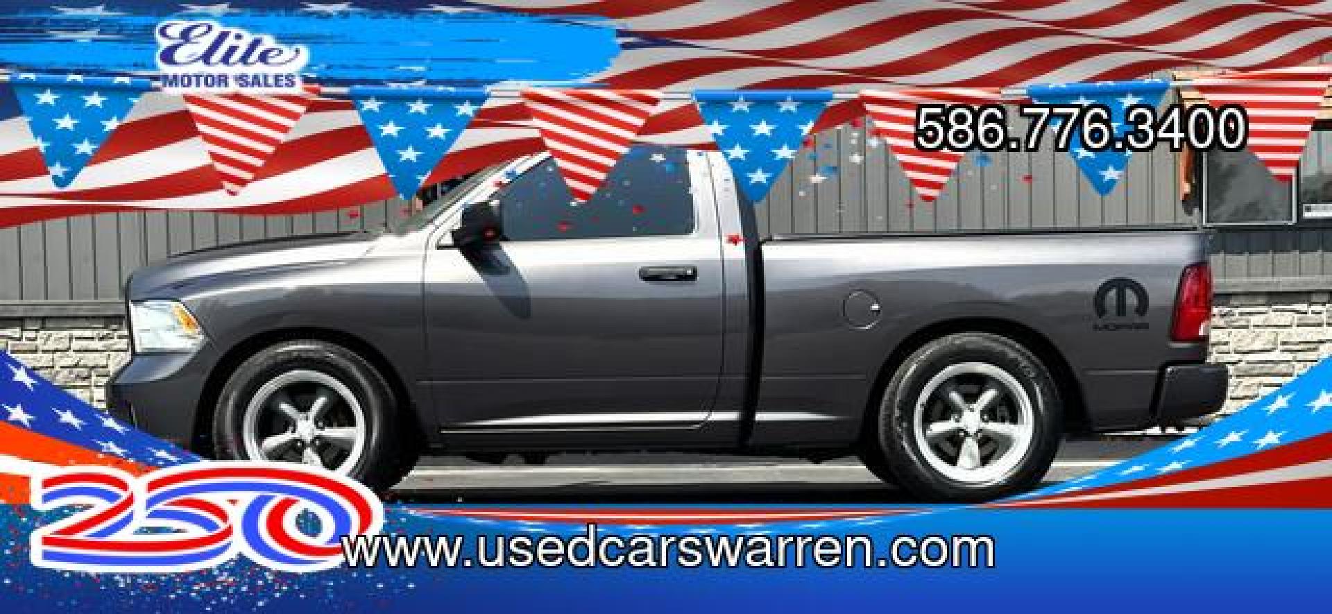 2015 GRAY METALLIC RAM 1500 (3C6JR6ATXFG) with an V8,5.7L(345 CID),OHV engine, AUTOMATIC transmission, located at 14600 Frazho Road, Warren, MI, 48089, (586) 776-3400, 42.485996, -82.974220- Photo#0