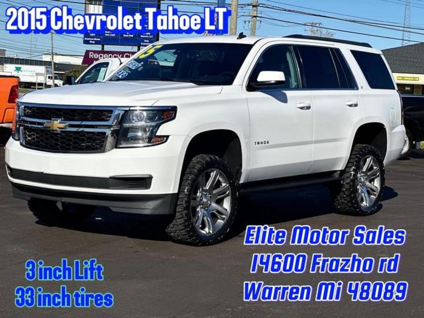 2015 WHITE CHEVROLET TAHOE (1GNSKBKC9FR) with an V8,5.3L(325 CID),OHV engine, AUTOMATIC transmission, located at 14600 Frazho Road, Warren, MI, 48089, (586) 776-3400, 42.485996, -82.974220 - Photo#0