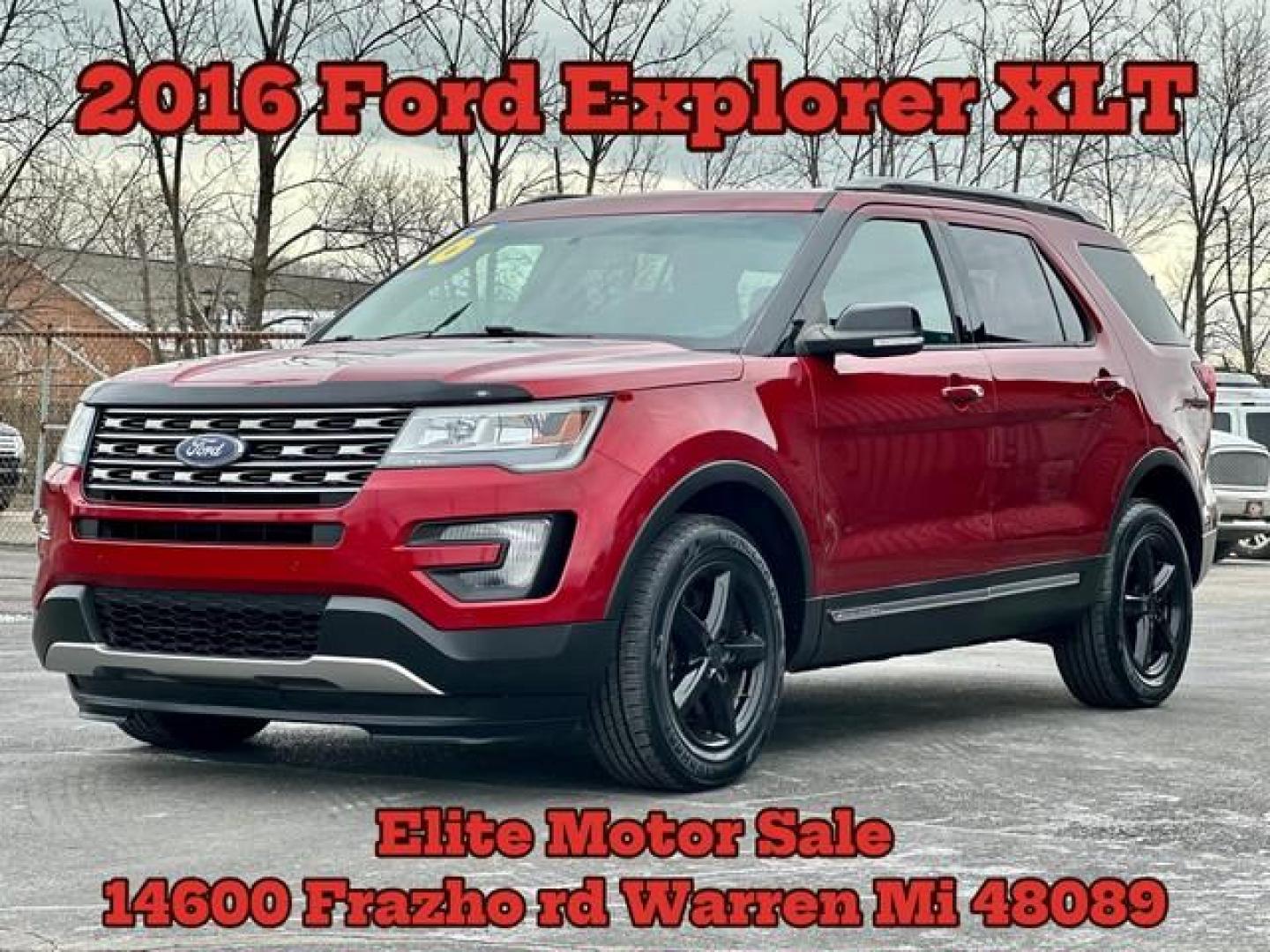 2016 RED FORD EXPLORER (1FM5K8D82GG) with an V6,3.5L(213 CID),DOHC engine, AUTOMATIC transmission, located at 14600 Frazho Road, Warren, MI, 48089, (586) 776-3400, 42.485996, -82.974220 - Photo#0