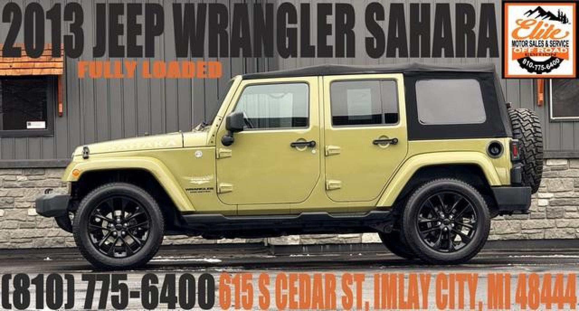 2013 GREEN JEEP WRANGLER (1C4BJWEG9DL) with an V6,3.6L(220 CID),DOHC engine, AUTOMATIC transmission, located at 14600 Frazho Road, Warren, MI, 48089, (586) 776-3400, 42.485996, -82.974220 - Photo#0