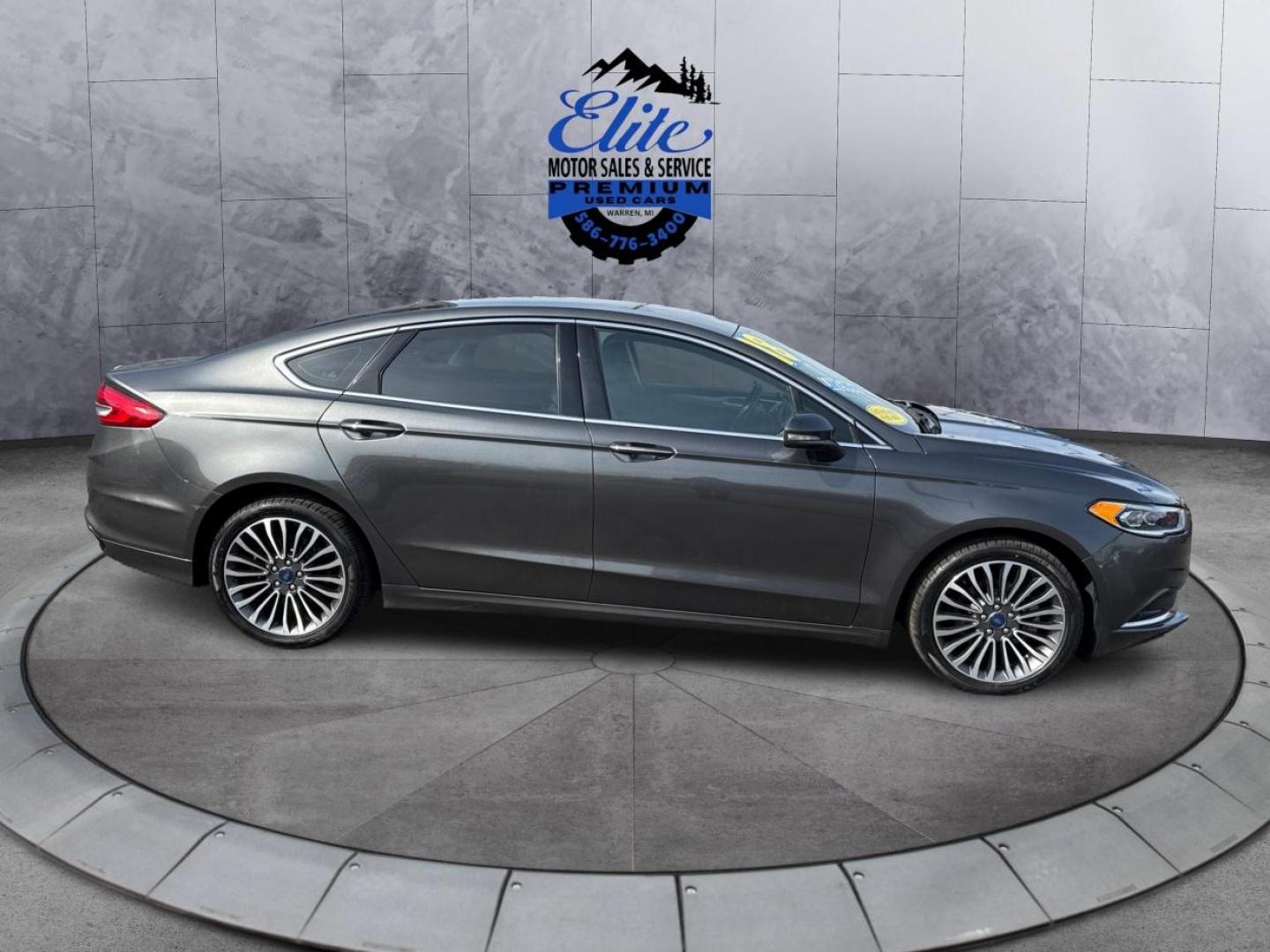 2018 GRAY FORD FUSION (3FA6P0T96JR) with an L4,2.0L(122 CID),DOHC engine, AUTOMATIC transmission, located at 14600 Frazho Road, Warren, MI, 48089, (586) 776-3400, 42.485996, -82.974220 - Photo#3