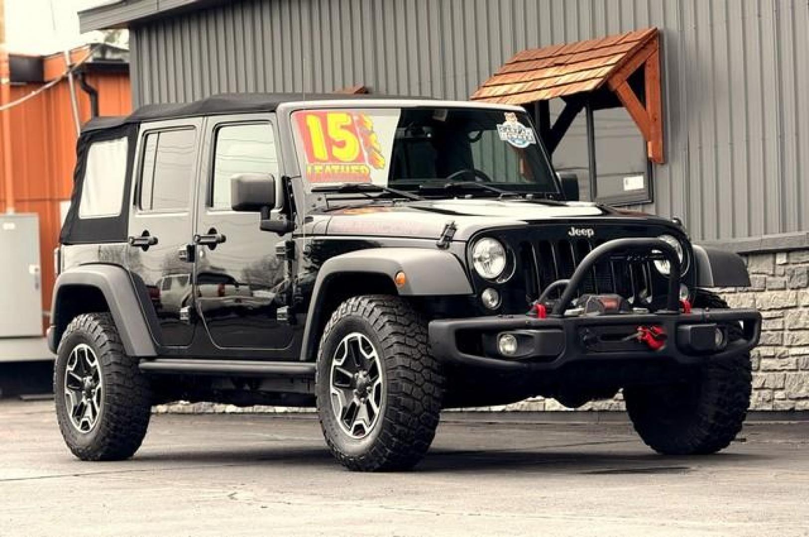 2015 BLACK JEEP WRANGLER (1C4HJWFGXFL) with an V6,3.6L(220 CID),DOHC engine, AUTOMATIC transmission, located at 14600 Frazho Road, Warren, MI, 48089, (586) 776-3400, 42.485996, -82.974220 - Photo#0