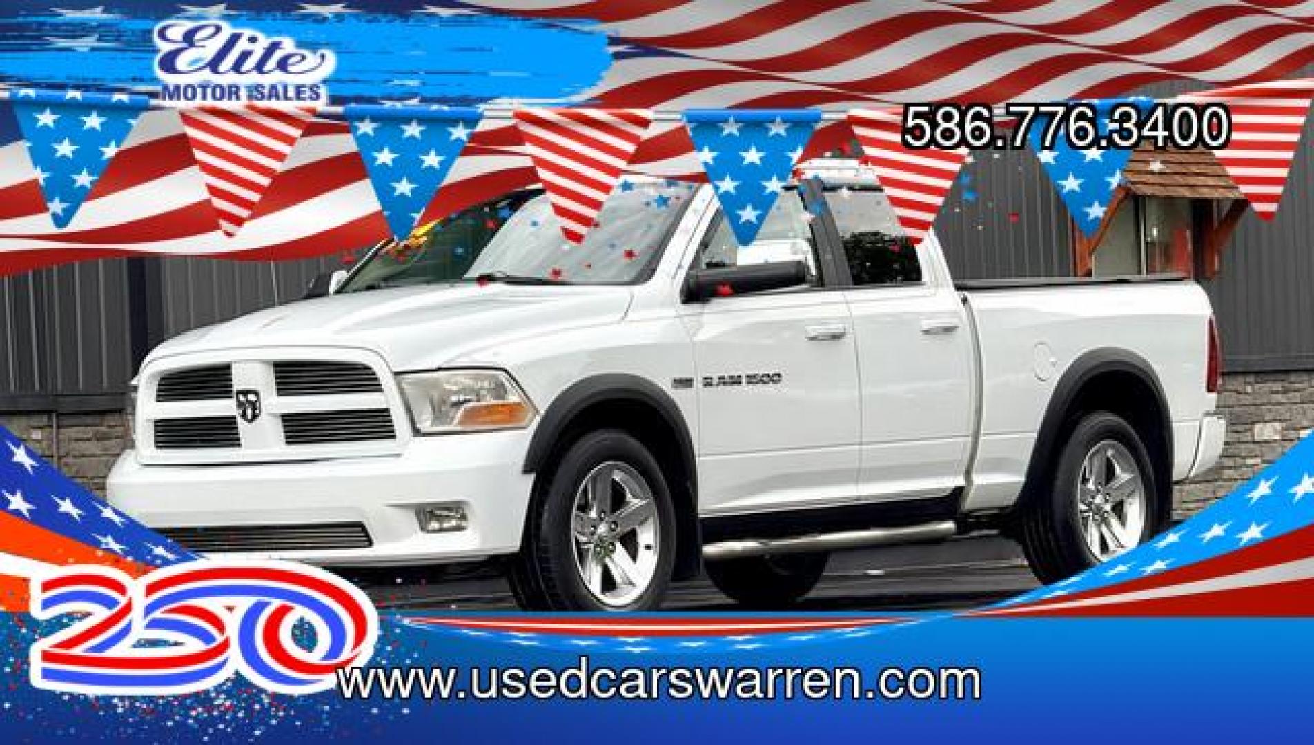 2011 WHITE RAM 1500 QUAD (1D7RV1GT4BS) with an V8,5.7L(345 CID),OHV engine, AUTOMATIC transmission, located at 14600 Frazho Road, Warren, MI, 48089, (586) 776-3400, 42.485996, -82.974220- Photo#0