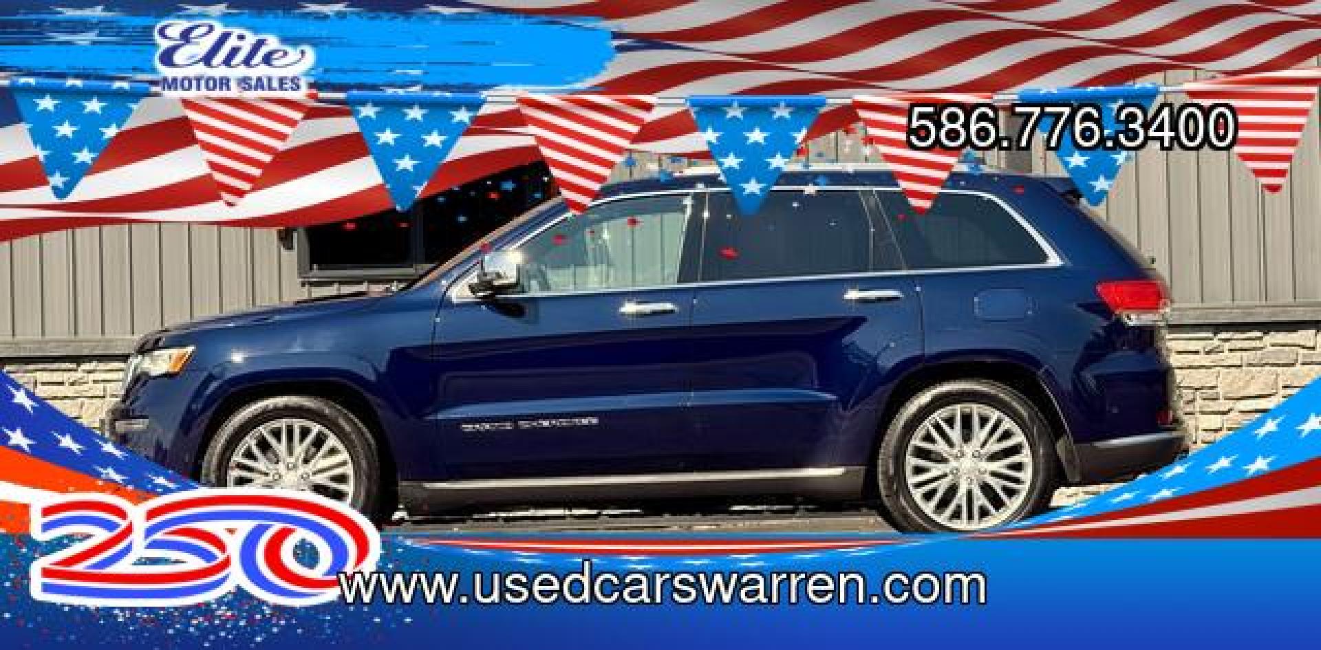 2017 BLUE JEEP GRAND CHEROKEE (1C4RJFJT7HC) with an V8,5.7L(345 CID),OHV engine, AUTOMATIC transmission, located at 14600 Frazho Road, Warren, MI, 48089, (586) 776-3400, 42.485996, -82.974220- Photo#0