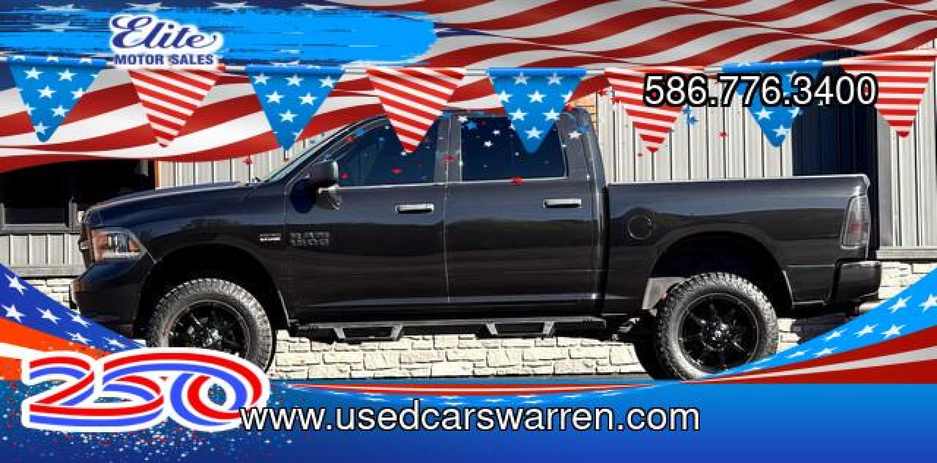 2017 BLACK RAM 1500 (3C6RR7KT7HG) with an V8,5.7L(345 CID),OHV engine, AUTOMATIC transmission, located at 14600 Frazho Road, Warren, MI, 48089, (586) 776-3400, 42.485996, -82.974220- Photo#0