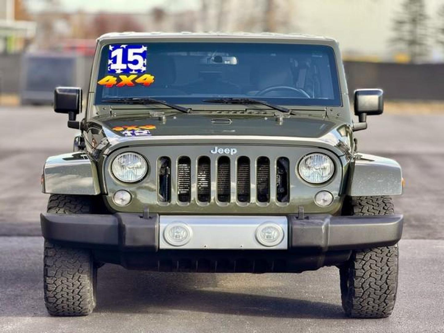 2015 GREEN JEEP WRANGLER (1C4BJWEG7FL) with an V6,3.6L(220 CID),DOHC engine, AUTOMATIC transmission, located at 14600 Frazho Road, Warren, MI, 48089, (586) 776-3400, 42.485996, -82.974220 - Photo#4