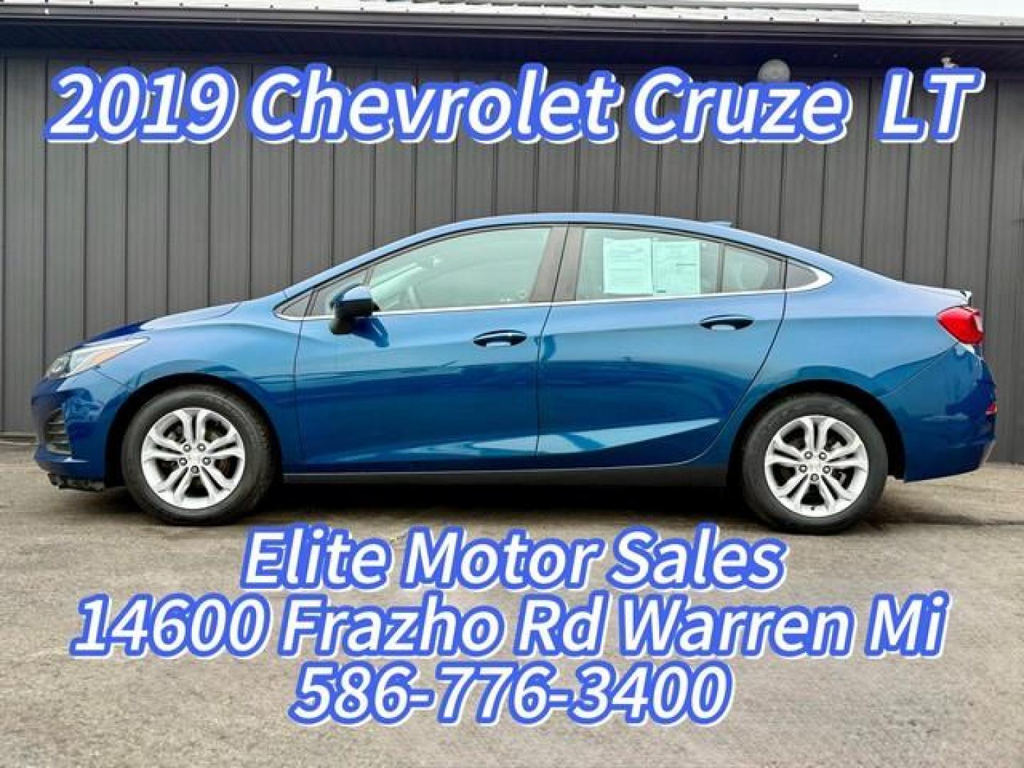 2019 BLUE CHEVROLET CRUZE (1G1BE5SM8K7) with an L4,1.4L(85 CID),DOHC engine, AUTOMATIC transmission, located at 14600 Frazho Road, Warren, MI, 48089, (586) 776-3400, 42.485996, -82.974220 - Photo#0