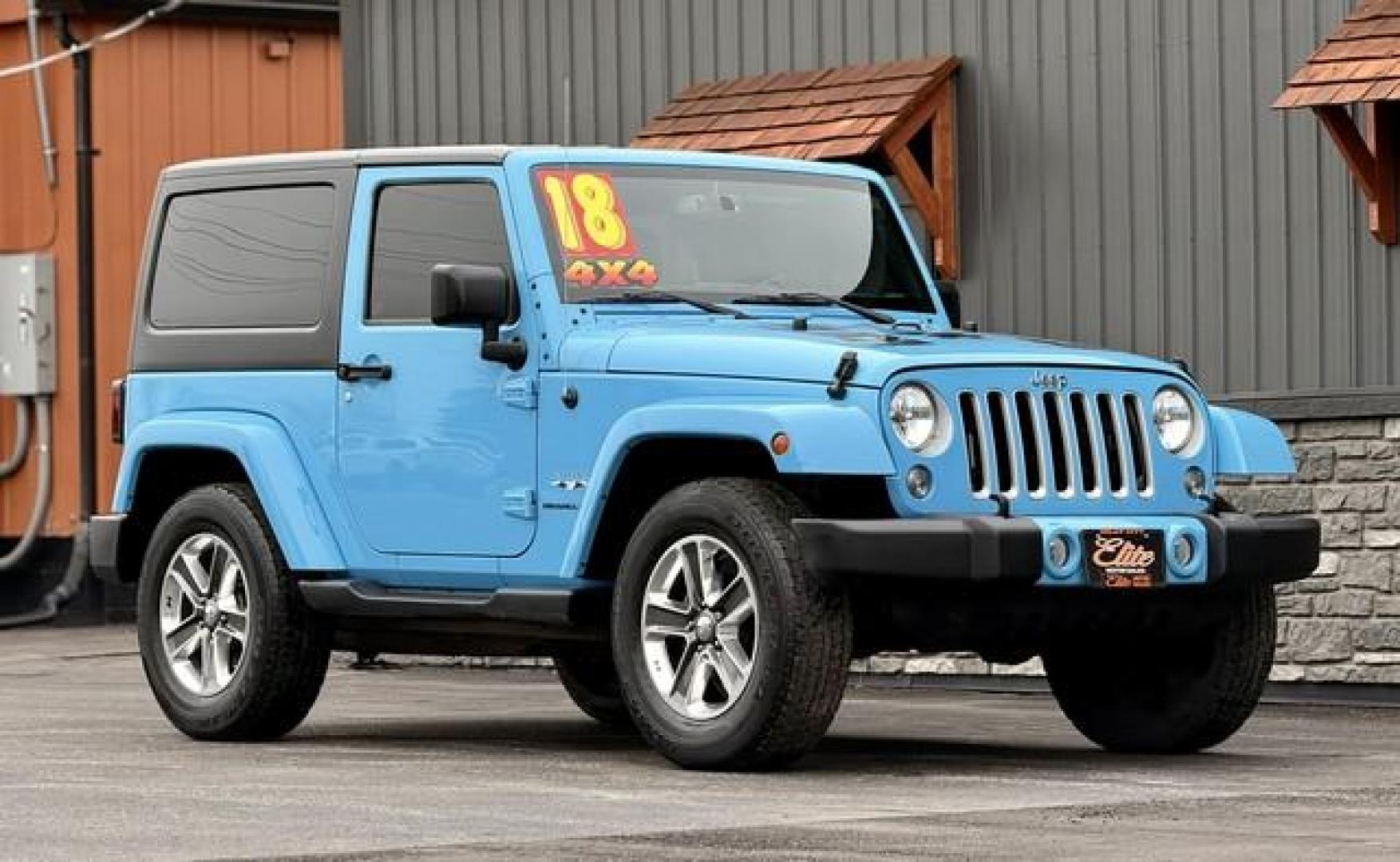 2018 BLUE JEEP WRANGLER JK (1C4AJWBG9JL) with an V6,3.6L(220 CID),DOHC engine, AUTOMATIC transmission, located at 14600 Frazho Road, Warren, MI, 48089, (586) 776-3400, 42.485996, -82.974220 - Photo#3