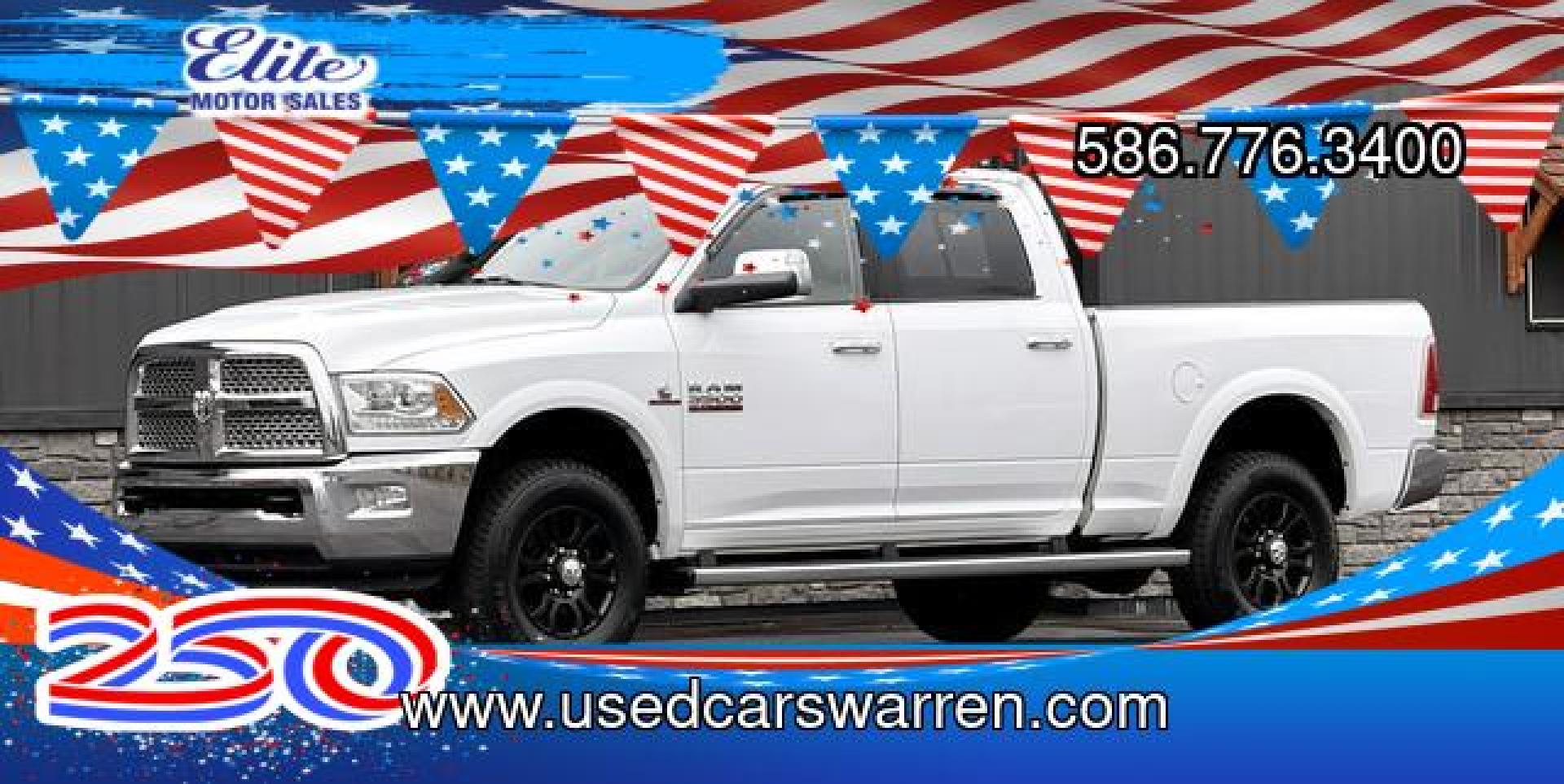 2014 WHITE RAM 3500 LARAMIE (3C63R3EL2EG) with an L6,6.7L(408 CID),OHV engine, AUTOMATIC transmission, located at 14600 Frazho Road, Warren, MI, 48089, (586) 776-3400, 42.485996, -82.974220- Photo#0