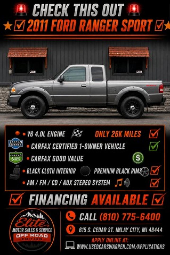 2011 GRAY FORD RANGER (1FTKR4EE6BP) with an V6,4.0L(245 CID),SOHC engine, AUTOMATIC transmission, located at 14600 Frazho Road, Warren, MI, 48089, (586) 776-3400, 42.485996, -82.974220- Photo#0