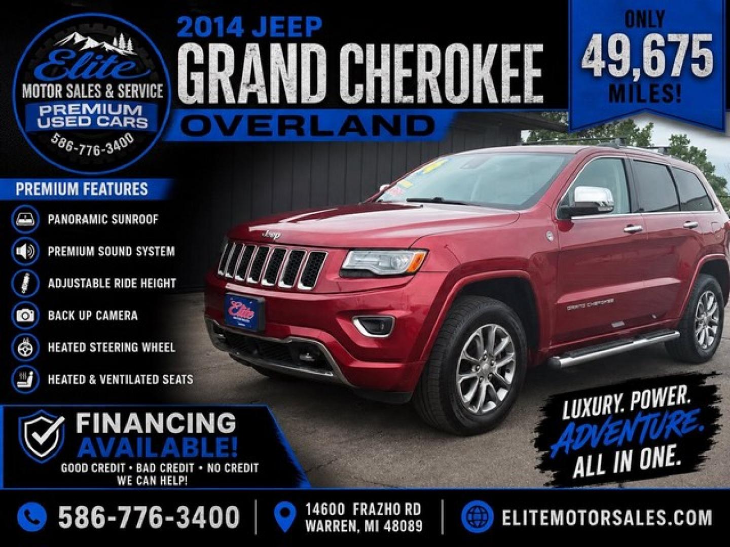 2014 BURGANDY JEEP GRAND CHEROKEE (1C4RJFCG3EC) with an V6,3.6L(220 CID),DOHC engine, AUTOMATIC transmission, located at 14600 Frazho Road, Warren, MI, 48089, (586) 776-3400, 42.485996, -82.974220- Photo#0