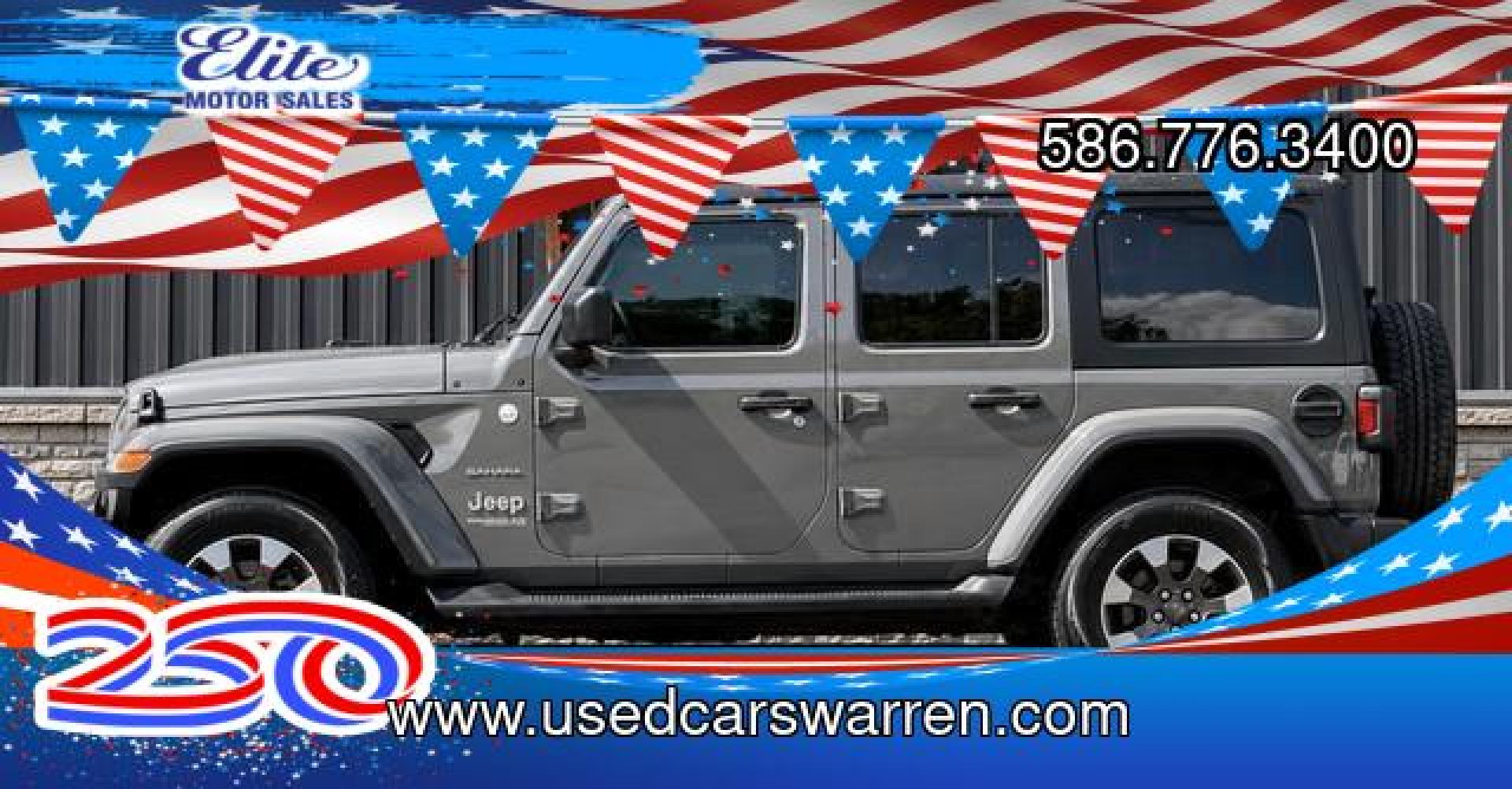 2018 GRAY JEEP WRANGLER (1C4HJXEG9JW) with an V6,3.6L(220 CID),DOHC engine, AUTOMATIC transmission, located at 14600 Frazho Road, Warren, MI, 48089, (586) 776-3400, 42.485996, -82.974220- Photo#0