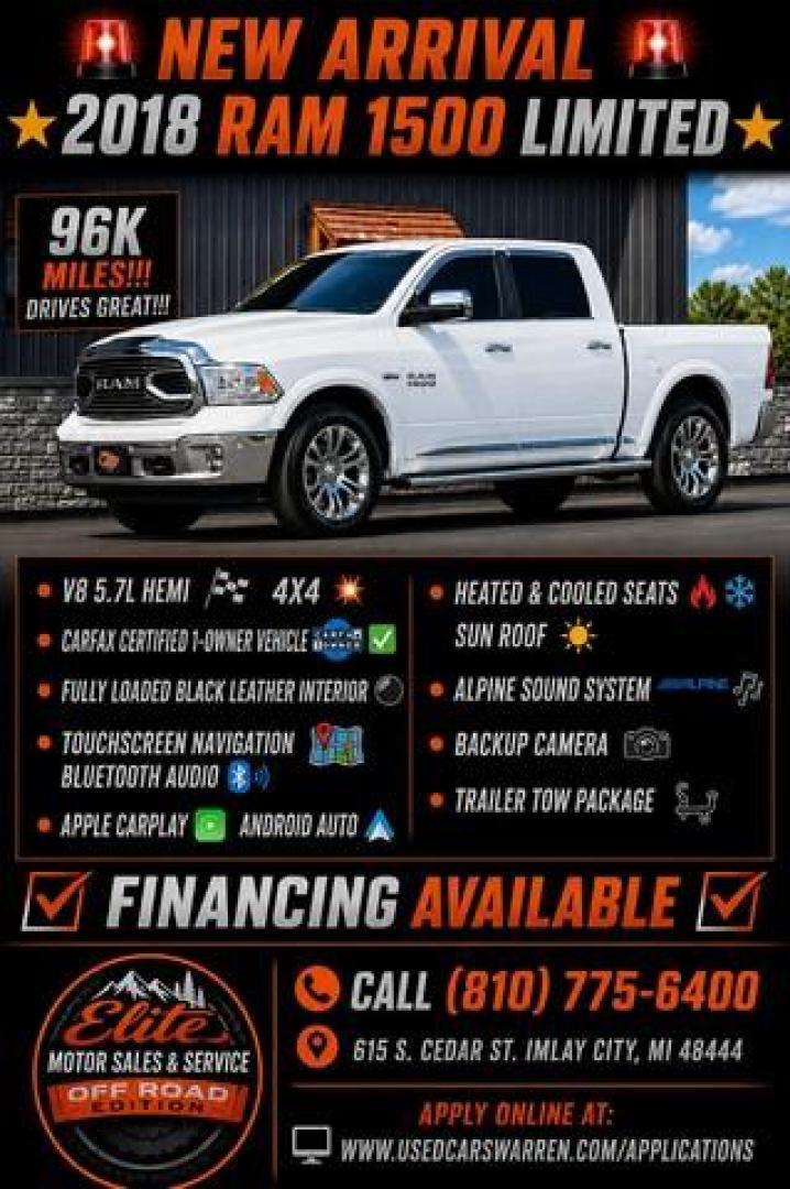 2018 WHITE RAM 1500 (1C6RR7PT2JS) with an V8,5.7L(345 CID),OHV engine, AUTOMATIC transmission, located at 14600 Frazho Road, Warren, MI, 48089, (586) 776-3400, 42.485996, -82.974220 - Photo#0