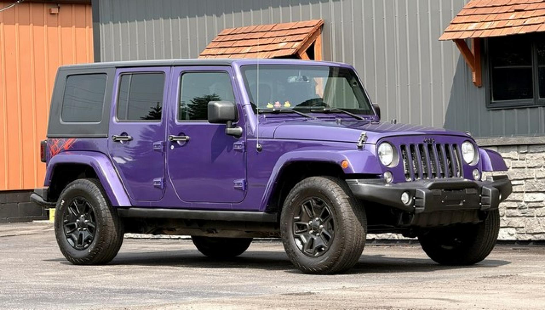 2016 PURPLE JEEP WRANGLER (1C4BJWEG4GL) with an V6,3.6L(220 CID),DOHC engine, AUTOMATIC transmission, located at 14600 Frazho Road, Warren, MI, 48089, (586) 776-3400, 42.485996, -82.974220- Photo#3