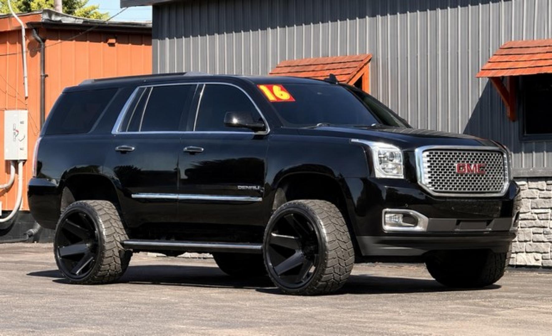 2016 BLACK GMC YUKON DENALI (1GKS2CKJ7GR) with an V8,6.2L(376 CID),OHV engine, AUTOMATIC transmission, located at 14600 Frazho Road, Warren, MI, 48089, (586) 776-3400, 42.485996, -82.974220- Photo#1